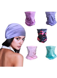 SHAPE UP ShapeUp 5 Pack Neck Gaiter Bandana for Men & Women, Breathable UV Protection Balaclava Face Mask Scarf for Bike, Cycling, Skiing, Fishing & Hiking, Reusable Elastic Scarf Neck Gaiters  - Image 1