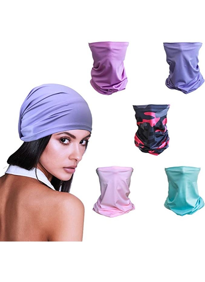 شيب أب غطاء الرقبة ShapeUp - عبوة من 5 قطع - وشاح رياضي متعدد الاستخدامات للرجال والنساء، قناع وجه للوقاية من الأشعة فوق البنفسجية، مثالي للدراجات، التزلج، الصيد، المشي لمسافات طويلة - قابل لإعادة الاستخدام ومرن  - Image 1