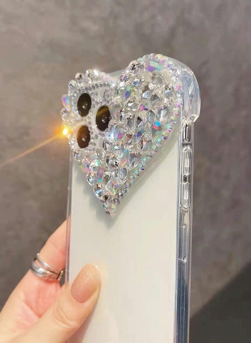 Captaintech Luxury Bling Rhinestone 3D Diamond Love Case Cute Glitter Sparkle Soft Silicone TPU Case Cover Compatible with iPhone 13 Pro Max - Image 4
