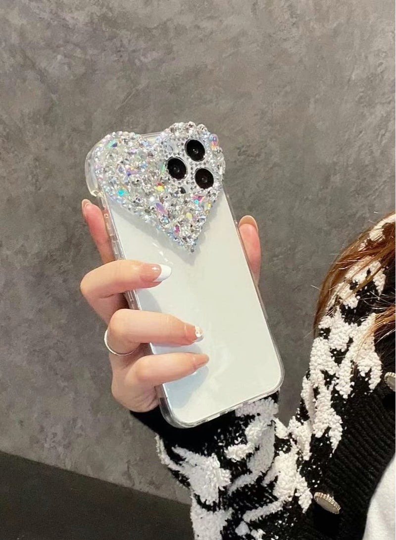 Captaintech Luxury Bling Rhinestone 3D Diamond Love Case Cute Glitter Sparkle Soft Silicone TPU Case Cover Compatible with iPhone 13 Pro Max - Image 3