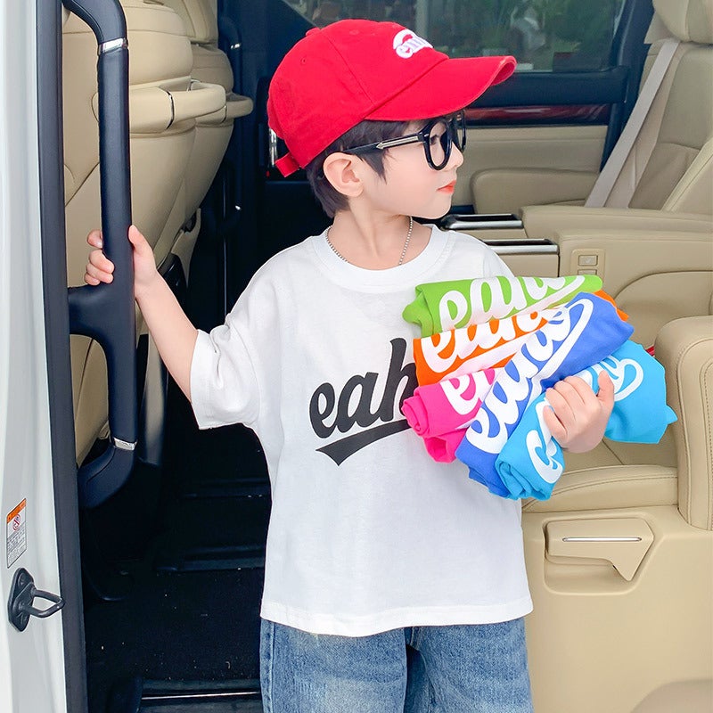 Boys T-Shirt Summer 2023 New Children'S Cool Handsome Trendy Brand Fried Street Summer Fashionable Korean T-Shirt Short-Sleeved Top - Image 2