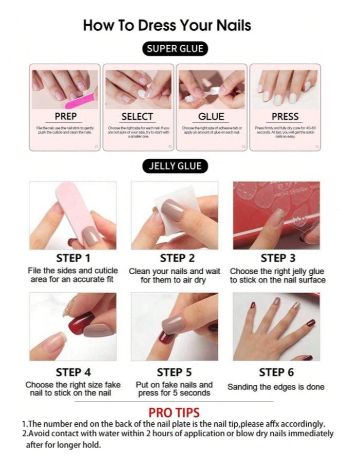 اظافر مزيفه  باللون البيج اللامع   تحتوي على 24 ظفر - Image 5