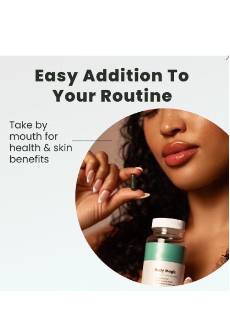Wins Town Body Magic Chlorophyll Capsules - 30 Vegan Capsules for Detox, Digestion, Gut Health, Skin Support, and Oily Skin - Natural Energy Booster  - Image 3