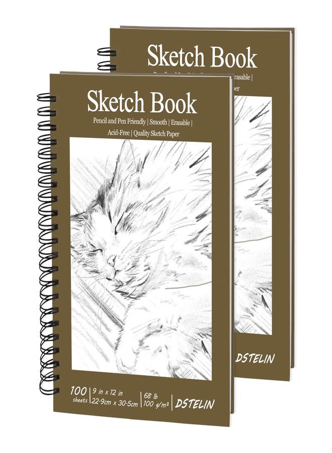 DSTELIN 2 Pack Spiral Bound Sketchbook, 9" x 12" Artist Sketchbook with Hard Cover for Drawing, Illustration and Art Class Students - Image 1