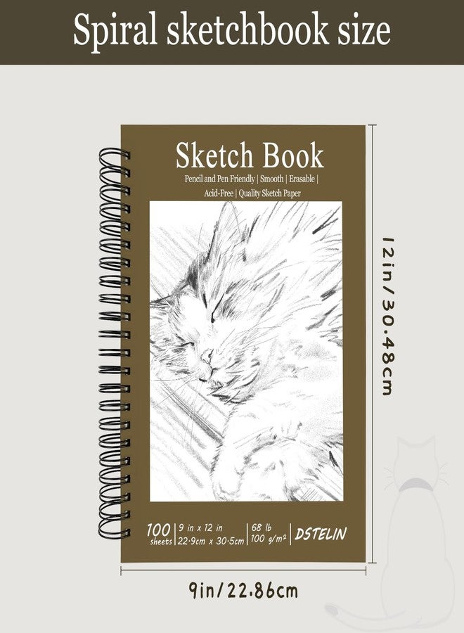 DSTELIN 2 Pack Spiral Bound Sketchbook, 9" x 12" Artist Sketchbook with Hard Cover for Drawing, Illustration and Art Class Students - Image 2