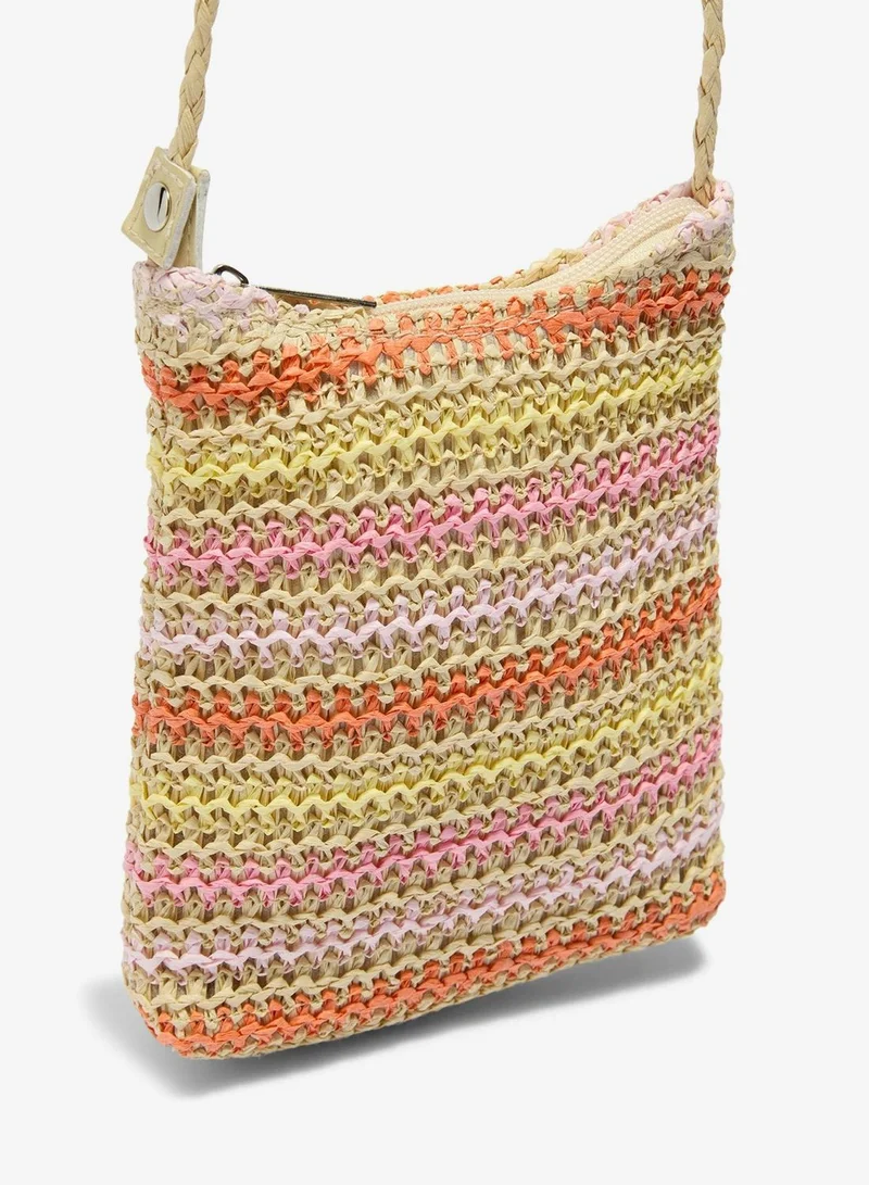 ماتلان Girls Multicolour Stripe Straw Bag