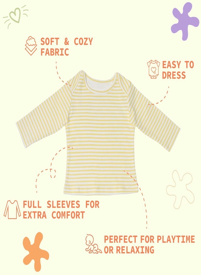FawnFeel New Born Babies Tshirt Combo of 3 Tshirts (in, Age, 6 Months, 9 Months, Regular, All Over Giraffe, Yellow Strip & Yellow with Heart) - Image 5