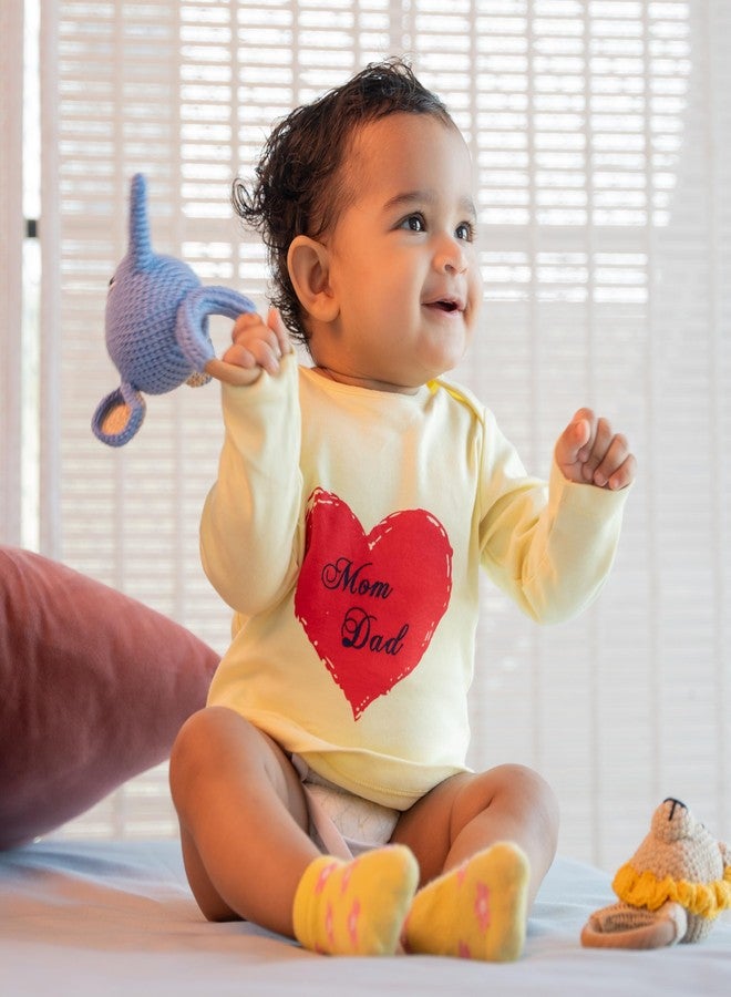 FawnFeel New Born Babies Tshirt Combo of 3 Tshirts (in, Age, 6 Months, 9 Months, Regular, All Over Giraffe, Yellow Strip & Yellow with Heart) - Image 2