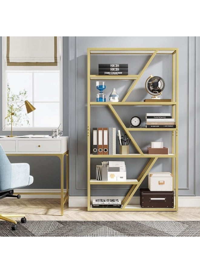 YINZUO YINZUO Marble Shelf with Metal Frame 7 Modern Designs, Space-Saving Wall-Mounted Display for Home Office, Bathroom, or Living Room Adjustable & Easy Install (Design 2)  - Image 1