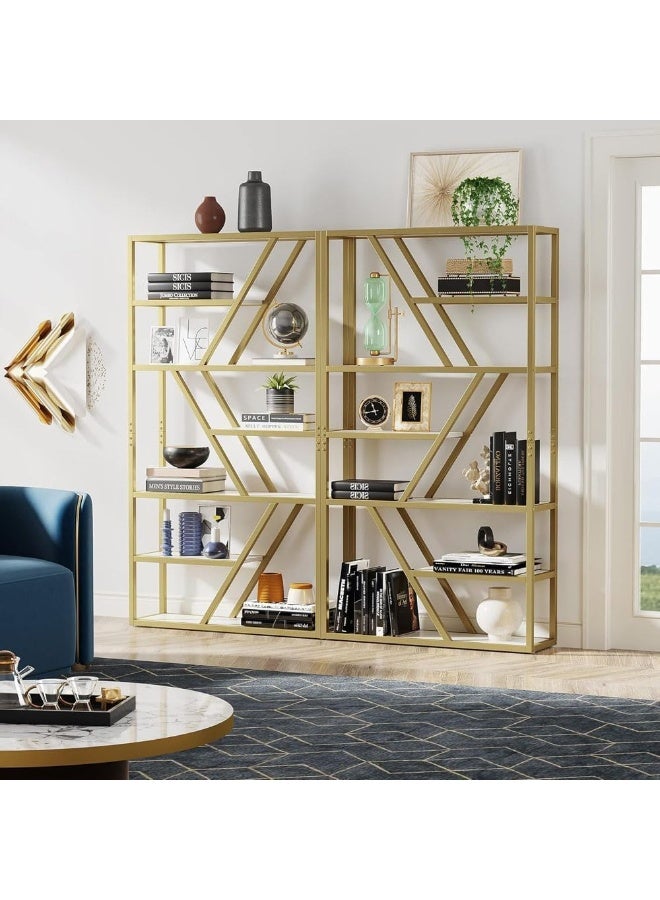 YINZUO YINZUO Marble Shelf with Metal Frame 7 Modern Designs, Space-Saving Wall-Mounted Display for Home Office, Bathroom, or Living Room Adjustable & Easy Install (Design 2)  - Image 4