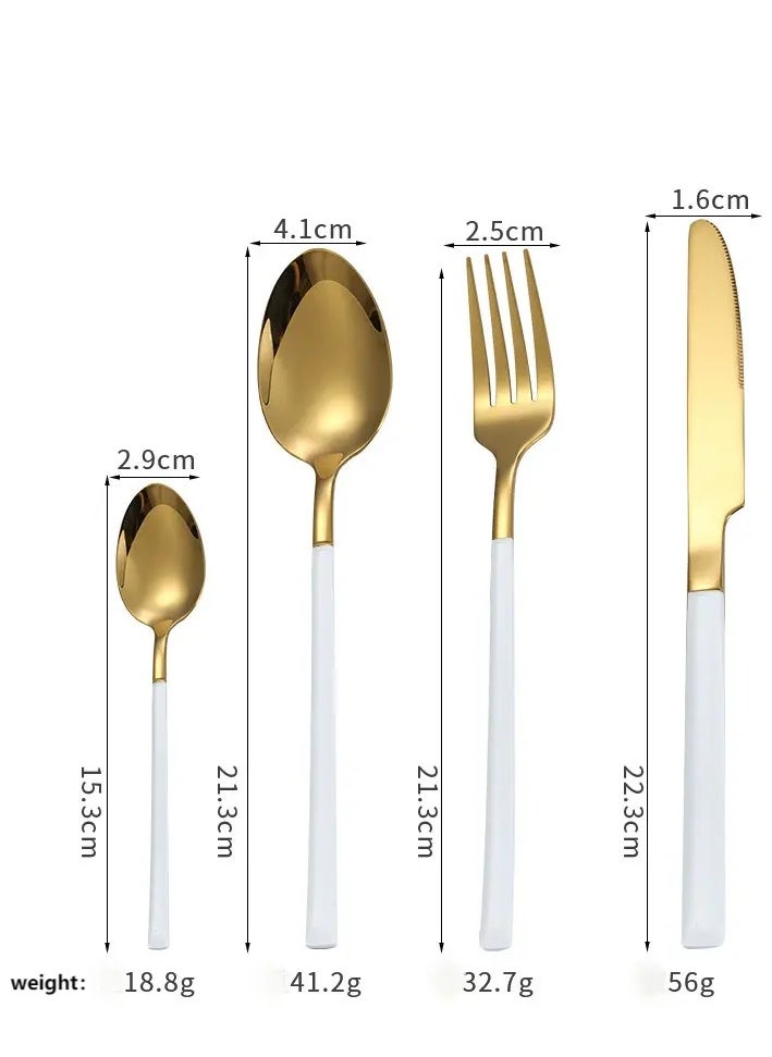 C&E A 4-Piece Set Of 304 Stainless Steel Tableware, Including 1 Large Fork, 1 Cutting Tool, 1 Large Spoon, And 1 Small Spoon  - Image 3