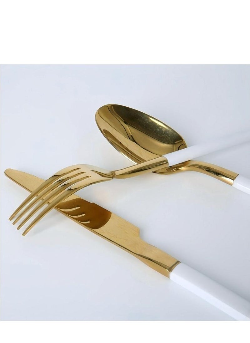 C&E A 4-Piece Set Of 304 Stainless Steel Tableware, Including 1 Large Fork, 1 Cutting Tool, 1 Large Spoon, And 1 Small Spoon  - Image 4