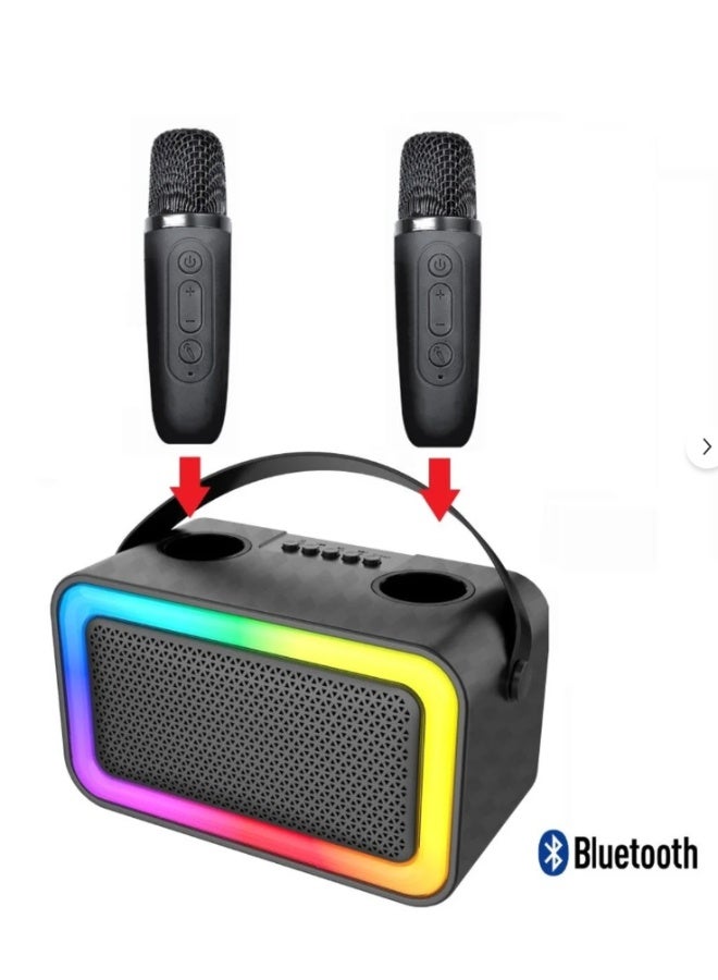 Portable wireless rechargeable mini speaker with RGB flashlight for home and outdoor parties, and includes 2 microphones. - Image 3
