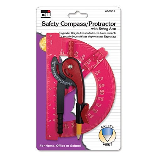 Charles Leonard CHL80965ST Compass Safety and 6" Swing Arm Protractor, Colors, Assorted - Image 3