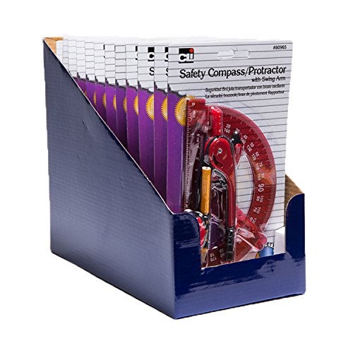 Charles Leonard CHL80965ST Compass Safety and 6" Swing Arm Protractor, Colors, Assorted - Image 2