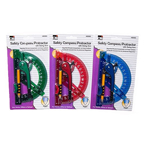 Charles Leonard CHL80965ST Compass Safety and 6" Swing Arm Protractor, Colors, Assorted - Image 5