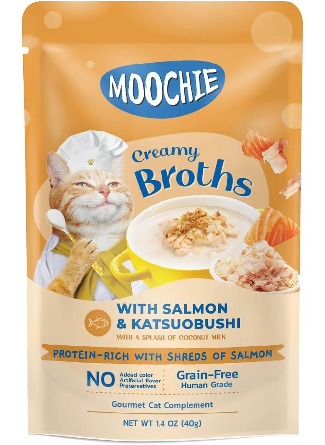 MOOCHIE Kitten Creamy Broth With Salmon And Katsuobushi 40G Pouch X 12  - Image 1