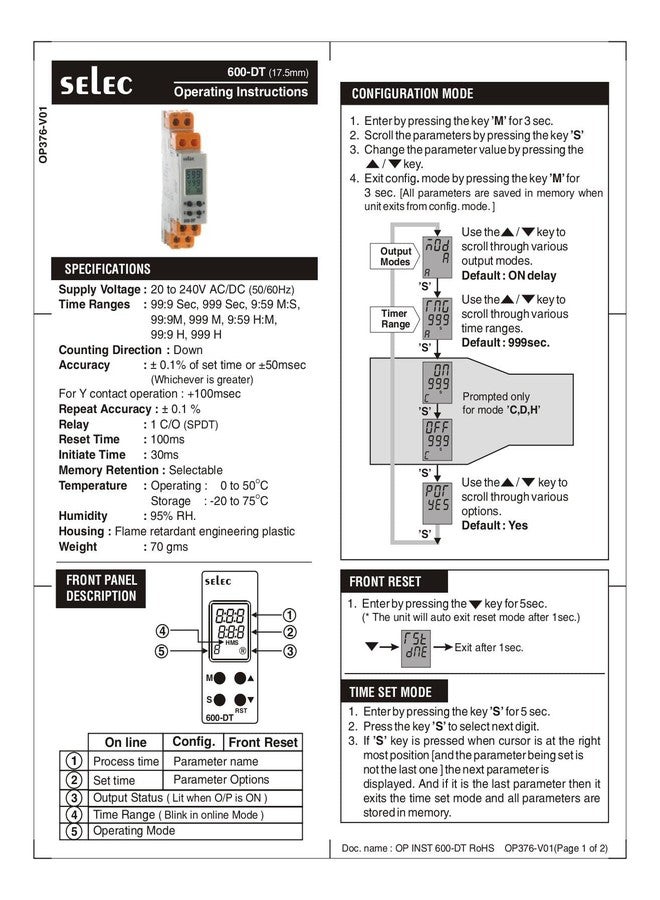 Selec 600DT Din Rail Digital Timer - Image 5