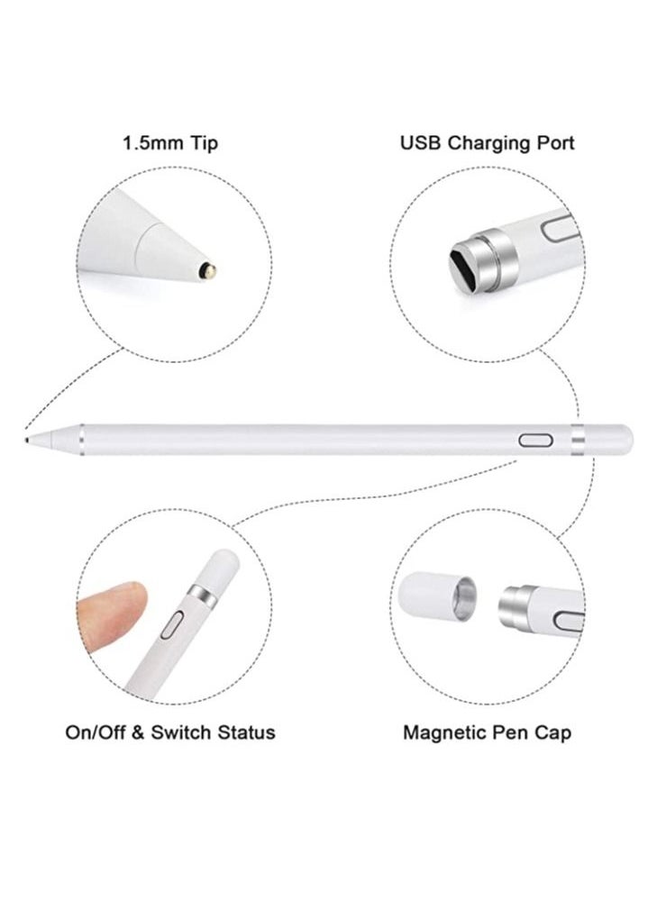 DUSALA - Stylus Pen,Stylus Pen Compatible with Apple Pencil Universal Stylus Pen Rechargeable Apple Pen with 1.5mm Fine Tip,Compatible with AL Tablets,iPhones(work for IOS,Android),Two data cables - Image 1