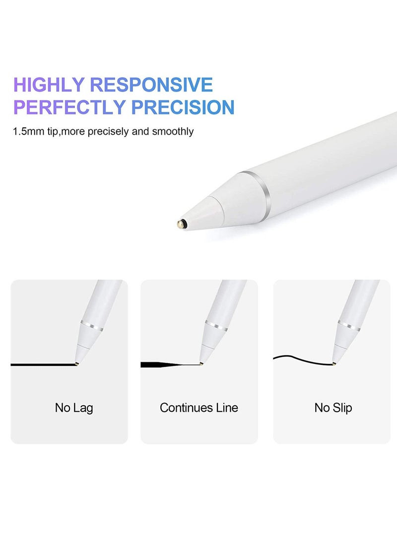 DUSALA - Stylus Pen,Stylus Pen Compatible with Apple Pencil Universal Stylus Pen Rechargeable Apple Pen with 1.5mm Fine Tip,Compatible with AL Tablets,iPhones(work for IOS,Android),Two data cables - Image 1