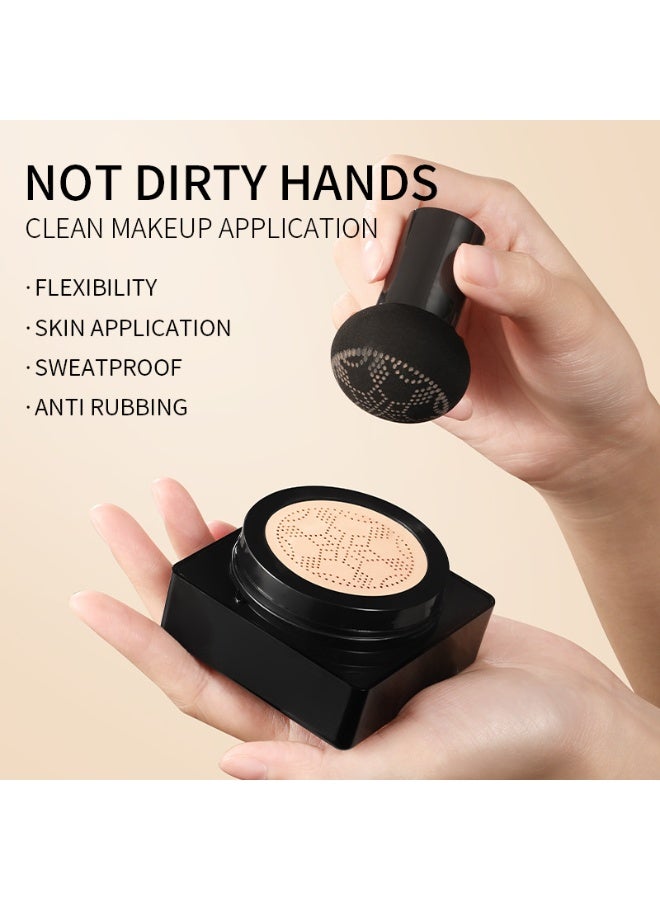 OCHEAL Air Cushion Mushroom Head Puff Foundation & Concealer - Natural Plant Formula, Flawless Lightweight Full Coverage, 12-Hour Moisturizing Oil Control, Nude Shades for All Light Types - Image 3