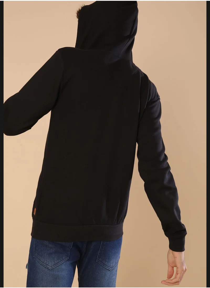 Campus Sutra Front Pocket Printed Hoodie