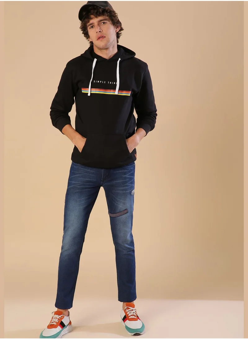Campus Sutra Front Pocket Printed Hoodie