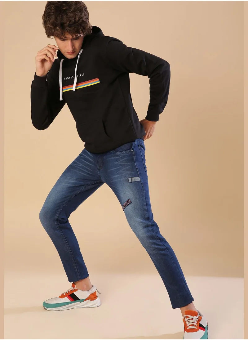 Campus Sutra Front Pocket Printed Hoodie
