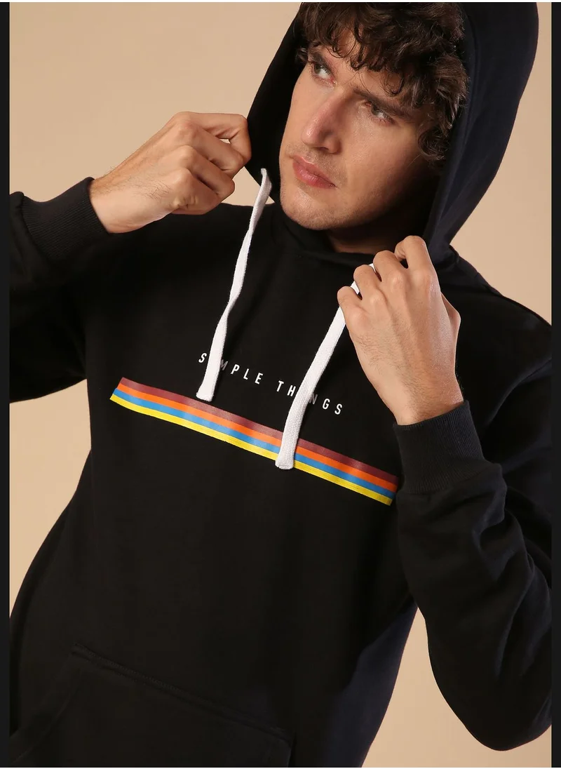 Campus Sutra Front Pocket Printed Hoodie