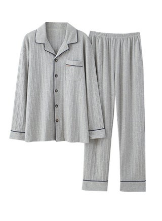 Men's Pajama Set Long Sleeve Soft Pajamas Men Button-Up Pajama Casual Set With Pockets Home Clothes Fashion Casual Family Set XL Grey - pzsku/Z25765A88F5A30416E508Z/45/_/1729924919/1d61531a-fe20-4207-bdfe-7e29abfb794d