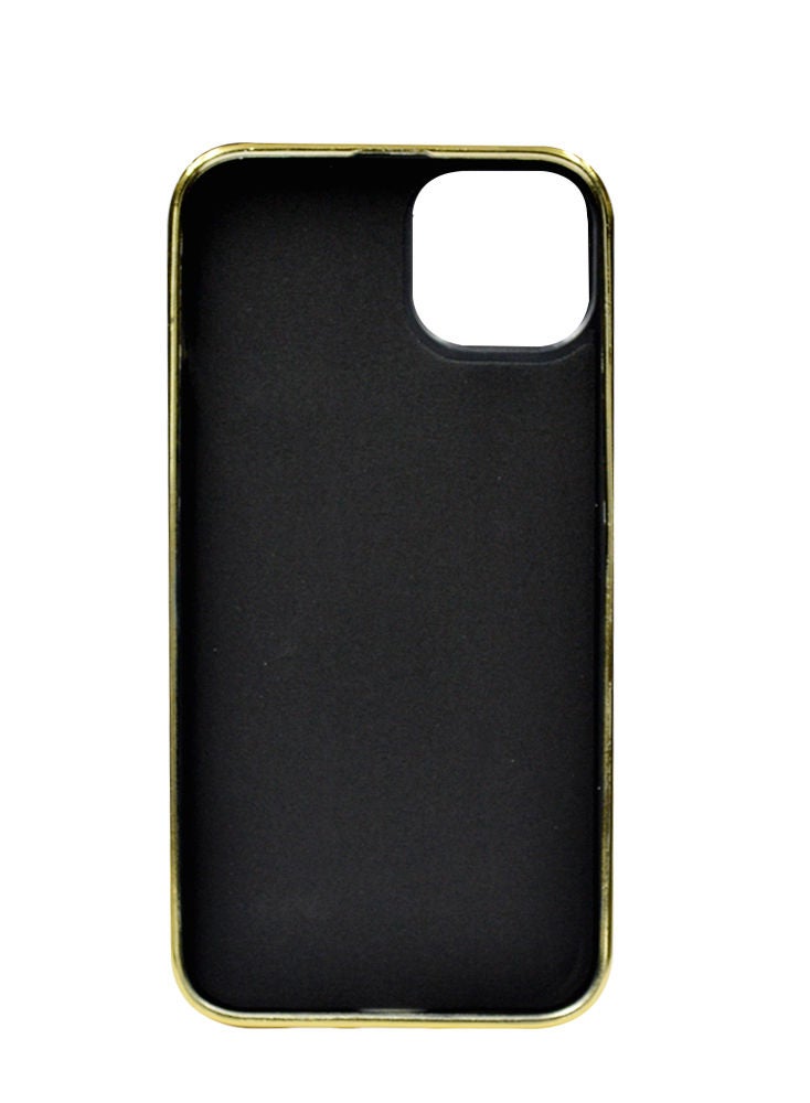 Perfect Gold Frame Croco Leather Back Grip Case Iphone 14 Plus Blue - Image 2
