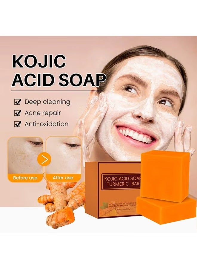 CARVENCHY Kojic Acid Soap Turmeric Bar, Anti-Acne Dark Spot Corrector Soap, Brightning Deep Cleansing Face And Body Turmeric Soap, Tretinoin Soap, Acne Facial Turmeric Kojic Acid Soap Bar - Image 2