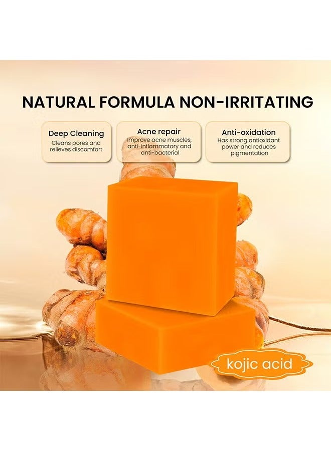 CARVENCHY Kojic Acid Soap Turmeric Bar, Anti-Acne Dark Spot Corrector Soap, Brightning Deep Cleansing Face And Body Turmeric Soap, Tretinoin Soap, Acne Facial Turmeric Kojic Acid Soap Bar - Image 4