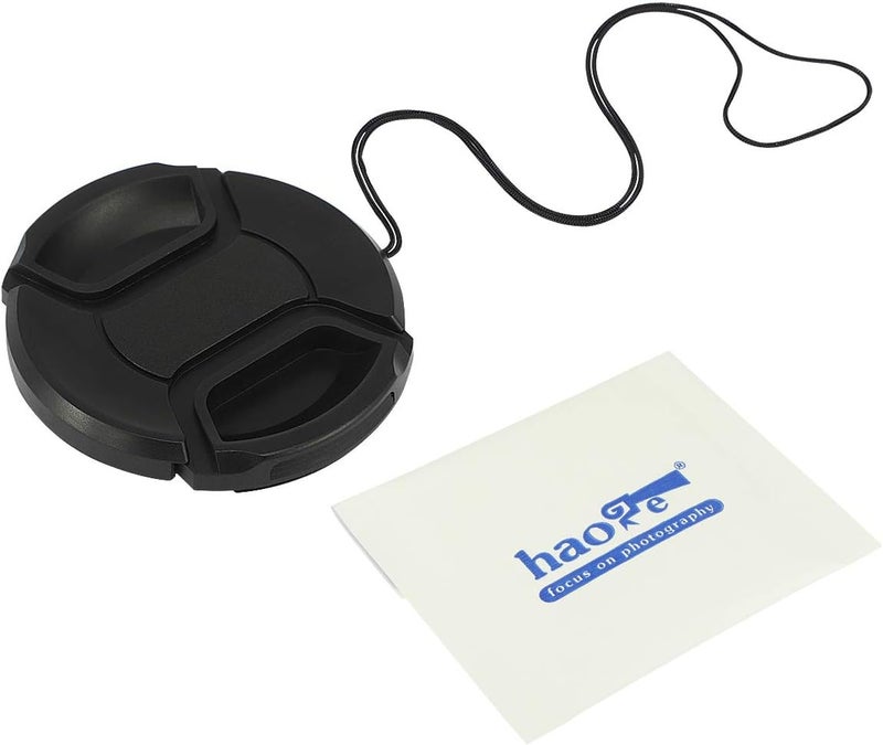 Haoge 62mm Center Pinch Snap On Front Lens Cap Cover with Cap Keeper for Canon Nikon Sony Fujifilm Sigma Tamron and Other 62mm Filter Thread Lens - Image 1