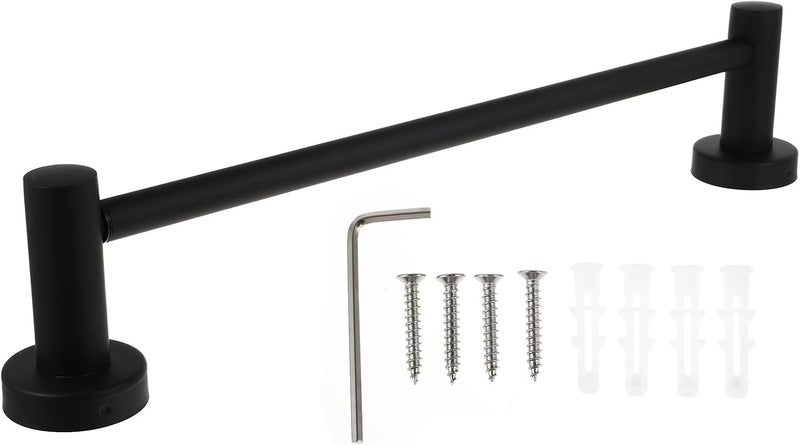 Adjustable 304 Stainless Steel Bathroom Towel Holder, Telescopic Wall Mount Hand Towel Rod Single Pole Rack for Bathroom Use, Black Finish - Image 1