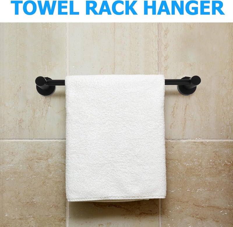 Adjustable 304 Stainless Steel Bathroom Towel Holder, Telescopic Wall Mount Hand Towel Rod Single Pole Rack for Bathroom Use, Black Finish - Image 5