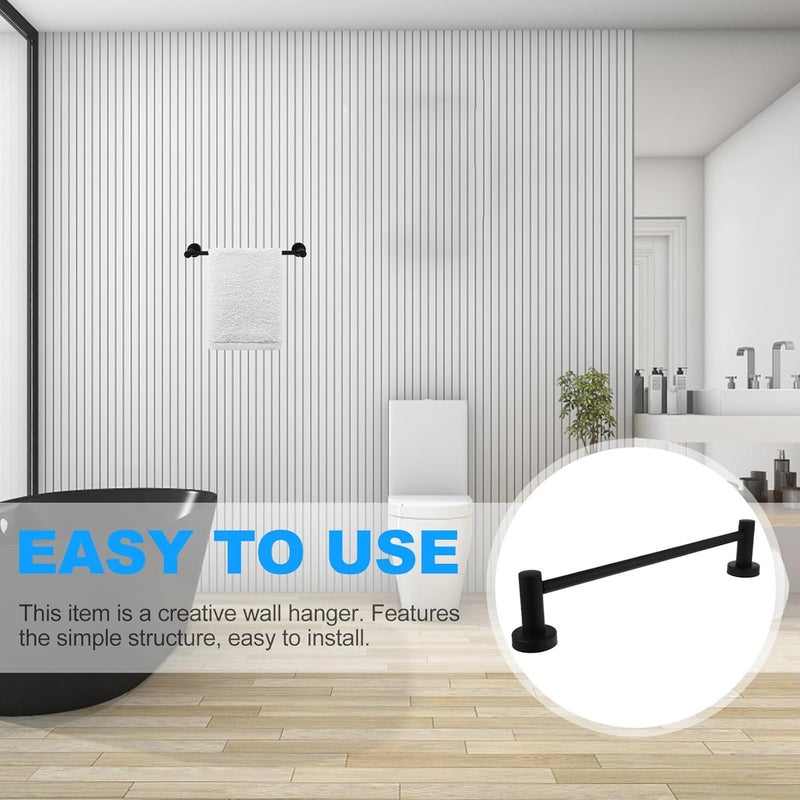 Adjustable 304 Stainless Steel Bathroom Towel Holder, Telescopic Wall Mount Hand Towel Rod Single Pole Rack for Bathroom Use, Black Finish - Image 4