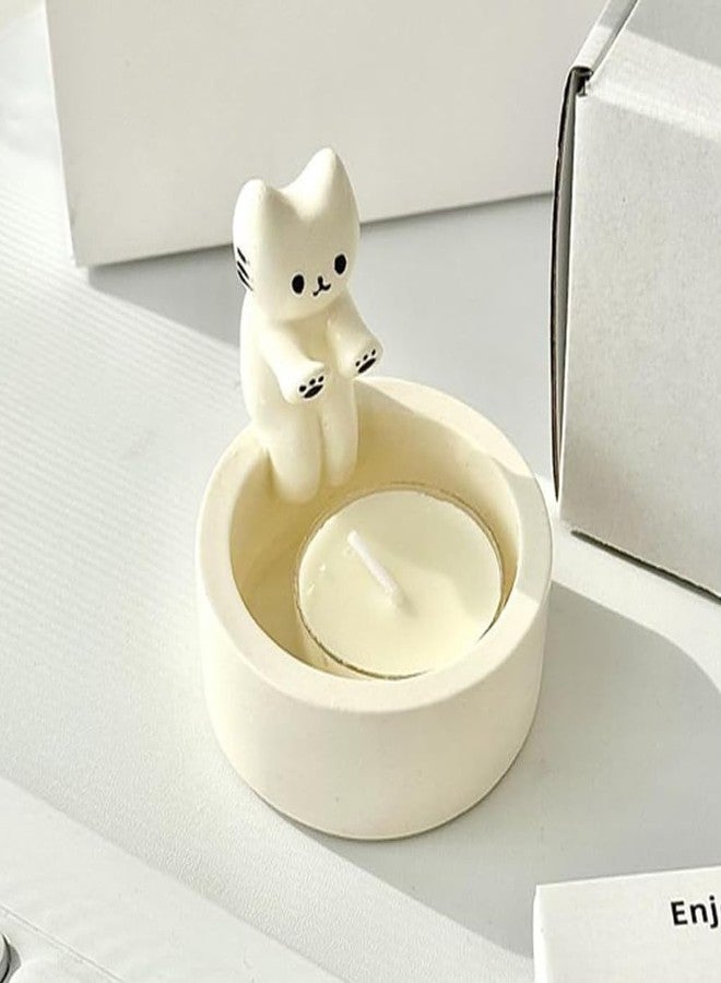 Houseen Cartoon Kitten Candle Holder, Kitten Warming Paws Cute Scented Light Holder Cat Resin Candle Holder Candlestick Home Decoration for Tealight(COLOR:A), 22351188 - Image 5