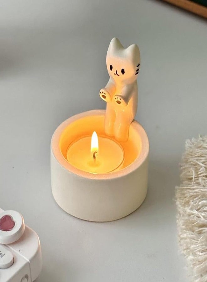 Houseen Cartoon Kitten Candle Holder, Kitten Warming Paws Cute Scented Light Holder Cat Resin Candle Holder Candlestick Home Decoration for Tealight(COLOR:A), 22351188 - Image 4