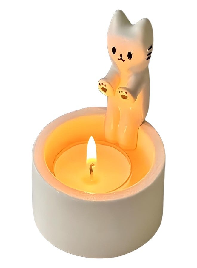 Houseen Cartoon Kitten Candle Holder, Kitten Warming Paws Cute Scented Light Holder Cat Resin Candle Holder Candlestick Home Decoration for Tealight(COLOR:A), 22351188 - Image 1