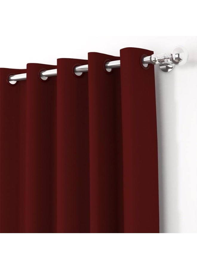 Story@Home Blackout Curtains, for Living/Bedroom. Premium Faux Silk, Rich Polyester. Light Blocking, Thermal Insulation, Noise Reduction. Grommet. Dark Red, 2 Panels, 215cm/7ft - Image 5