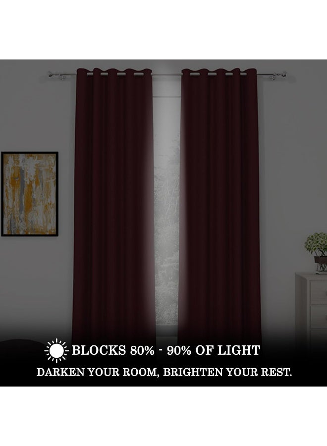 Story@Home Blackout Curtains, for Living/Bedroom. Premium Faux Silk, Rich Polyester. Light Blocking, Thermal Insulation, Noise Reduction. Grommet. Dark Red, 2 Panels, 215cm/7ft - Image 3