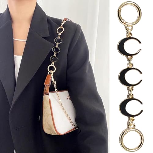 Chewarelly 2Pcs Bag chain Extender Purse Strap Extenders Handbags Extender Chain Replacement for Purse Bag Making Supplie Valentine Gifts Mother’s Day Gift(Black Moon and Heart) - Image 5