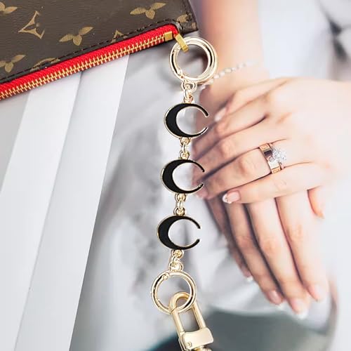 Chewarelly 2Pcs Bag chain Extender Purse Strap Extenders Handbags Extender Chain Replacement for Purse Bag Making Supplie Valentine Gifts Mother’s Day Gift(Black Moon and Heart) - Image 3