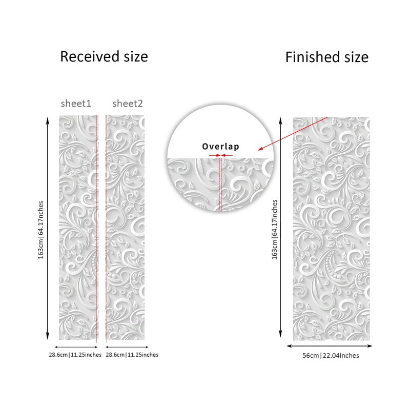 funlife Vintage Self-Adhesive Fridge Door Mural with Tools for Kitchen, 11.25" x64.17" 2pc, Abstract Floral - Image 3