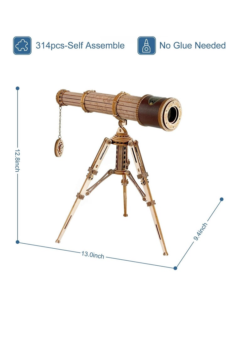 Robotime ROKR Monocular Telescope 3D Wooden Puzzle ST004,Assembly Brain Teaser 3D Wooden Puzzle DIY Build Model Crafts Kits, Unique Gifts and Home Decor for Teens or Adults  - Image 2