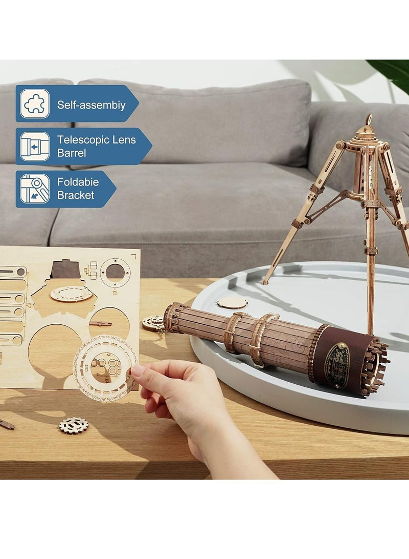 Robotime ROKR Monocular Telescope 3D Wooden Puzzle ST004,Assembly Brain Teaser 3D Wooden Puzzle DIY Build Model Crafts Kits, Unique Gifts and Home Decor for Teens or Adults  - Image 3