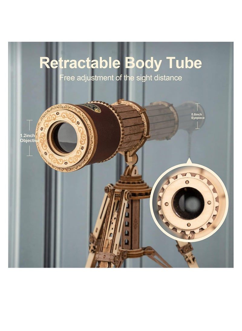 Robotime ROKR Monocular Telescope 3D Wooden Puzzle ST004,Assembly Brain Teaser 3D Wooden Puzzle DIY Build Model Crafts Kits, Unique Gifts and Home Decor for Teens or Adults  - Image 4
