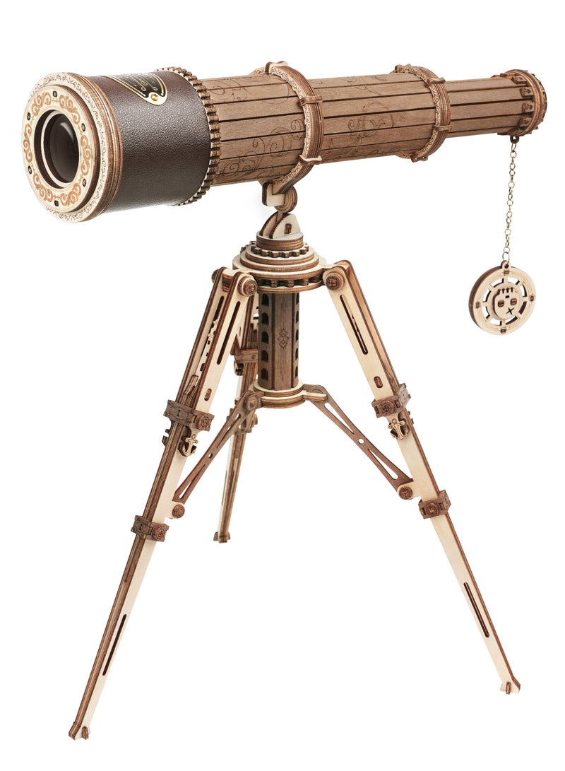 Robotime ROKR Monocular Telescope 3D Wooden Puzzle ST004,Assembly Brain Teaser 3D Wooden Puzzle DIY Build Model Crafts Kits, Unique Gifts and Home Decor for Teens or Adults  - Image 1