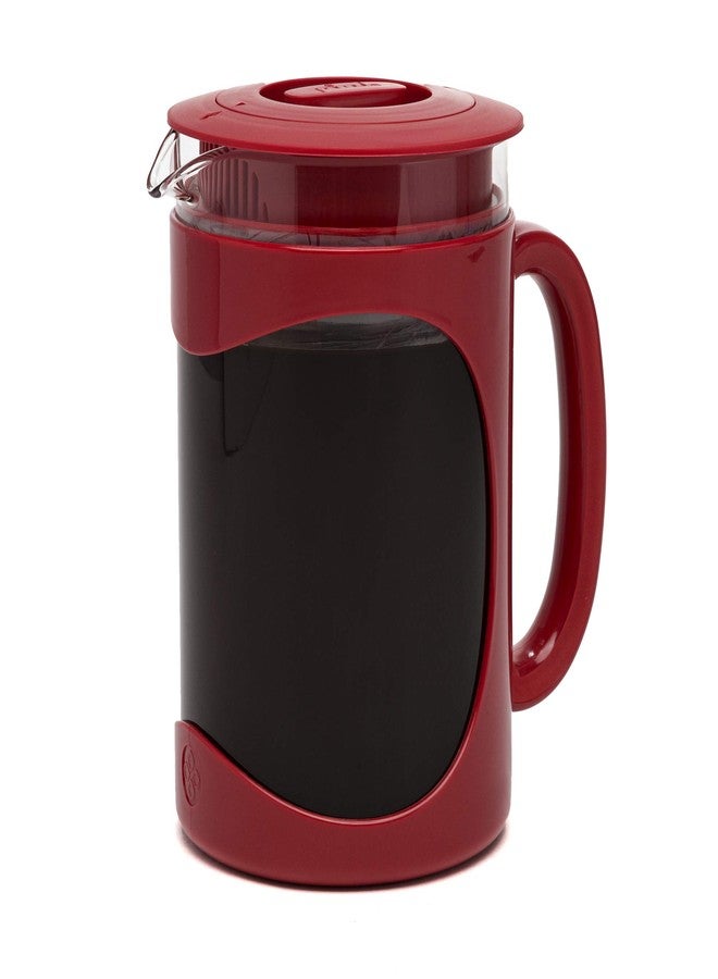 Primula Burke Deluxe Cold Brew Iced Coffee Maker, Comfort Grip Handle, Durable Glass Carafe, Removable Mesh Filter, Perfect 6 Cup Size, Dishwasher Safe, 1.6 qt, Red - Image 1